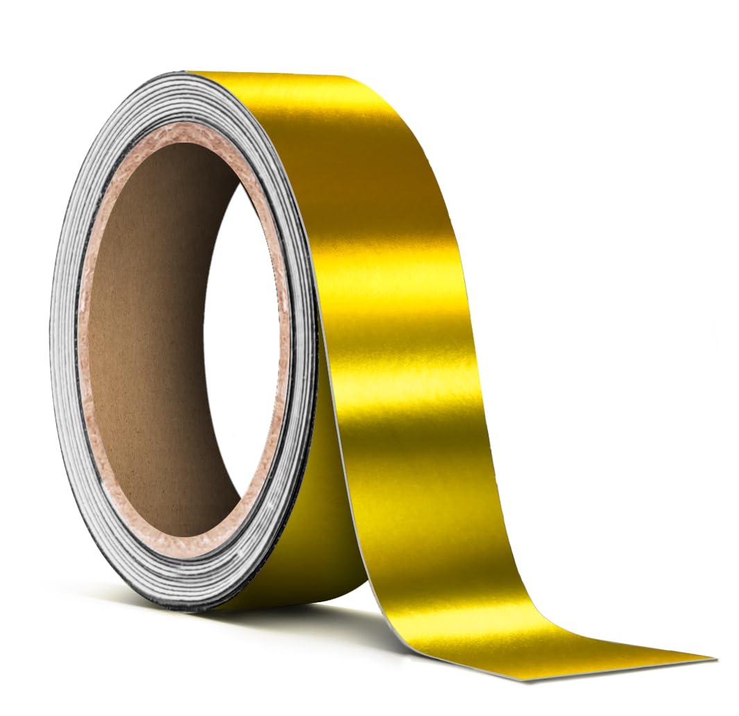 VViViD Satin Gold Chrome Pinstripe Vinyl Tape Roll (1 x 25ft)