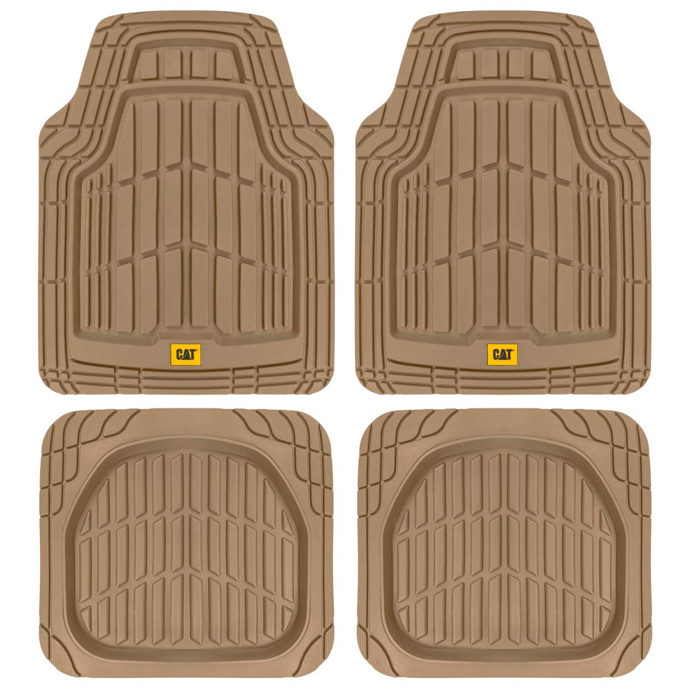 BDK Cat CAMT-1003 (3-Piece) Deep Dish Rubber Car Floor Mats with Trunk Cargo Liner, Heavy Duty All Weather Trim to Fit Front & R