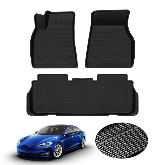 KUST Floor Mats for Tesla Model S Accessories 2012-2024 2025 (Not for Plaid/Long Range) Custom Fit Floor Liners A ll Weather Pro