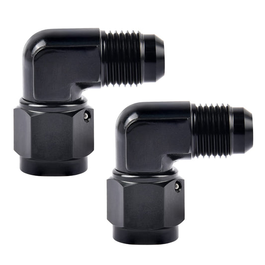 EVIL ENERGY 6AN Female to 6AN Male Flare 90 Degree Swivel Fitting Adapter Aluminum Black 2PCS