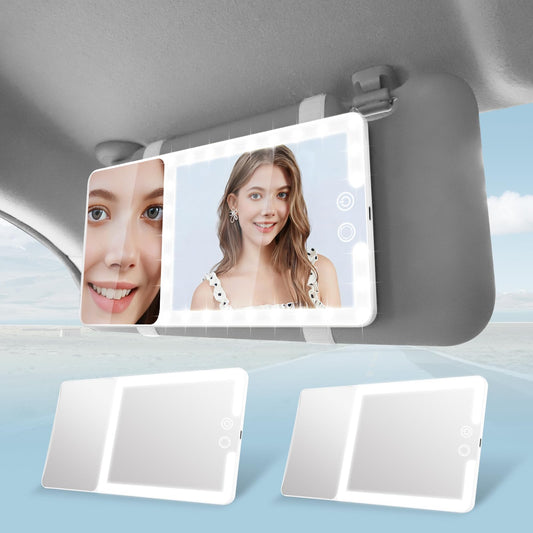 2pcs Car Visor Mirror with Lights & 20X Magnification, LED Lighted Vanity Makeup Mirror for Women, Universal Fit for Car SUV Tru