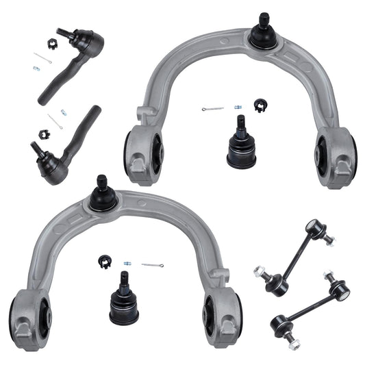 Detroit Axle - 8PC Front Upper Control Arms w/Ball Joint, Sway Bars and Outer Tie Rods for 2003 2004 2005 2006 2007 Cadillac CTS