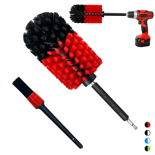 Wheel Brush Kit, Soft Drill Wheel Cleaner Brush, No Scratches Highly Dense Car Cleaning Brush Set for Wheels, Rims, Engines, Exh