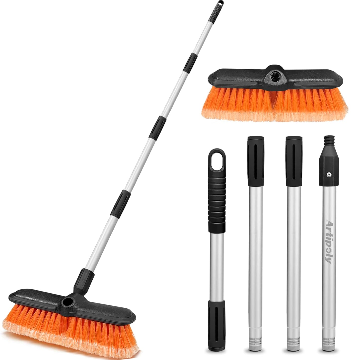 ARTIPOLY 65 Car Wash Brush with Extension Pole, Car Wash 10    Dip Soft Brush, No Scratch Car Cleaning Brush Supplies for RV Boa