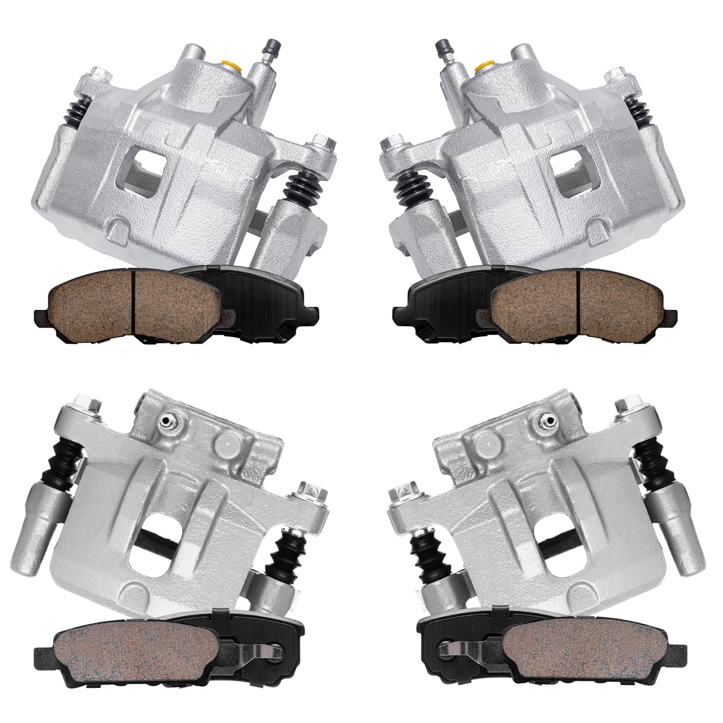 Detroit Axle - Front & Rear Brake Calipers w/Bracket + Brake Pads w/Hardware Kit Replacement for Dodge Avenger Jeep Compass Patr