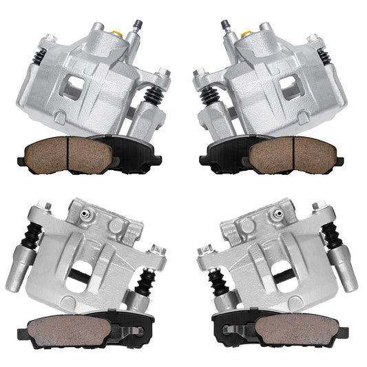 Detroit Axle - Front & Rear Brake Calipers w/Bracket + Brake Pads w/Hardware Kit Replacement for Dodge Avenger Jeep Compass Patr