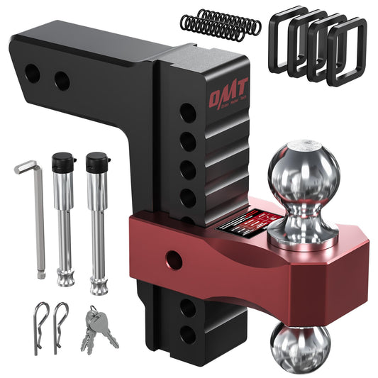Orion Motor Tech Adjustable Trailer Hitch for 2.5 in. Receiver, Dual-Ball Mount Tow Hitch with 8 Drop/Rise 2 & 2-5/16 Balls, Dro
