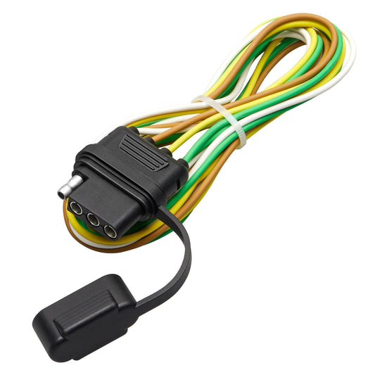 MECMO 4 Pin Vehicle Side Trailer Wiring Harness 49 Inch, 16AWG 4 Prong Trailer Light Plug Socket with Dust Cover, Truck 4 Way Fl