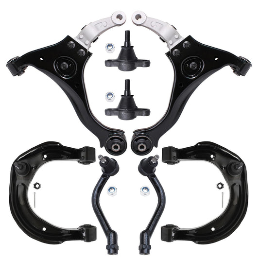 Detroit Axle - 8PC Front Upper and Lower Control Arms w/Ball Joints and Outer Tie Rods Replacement for 2006 2007 2008 Hyundai So