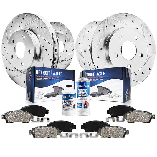 Detroit Axle - Brake Kit for 2008 2009 2010 Subaru Impreza Drilled & Slotted Brake Rotors and Ceramic Brakes Pads Replacement: 1