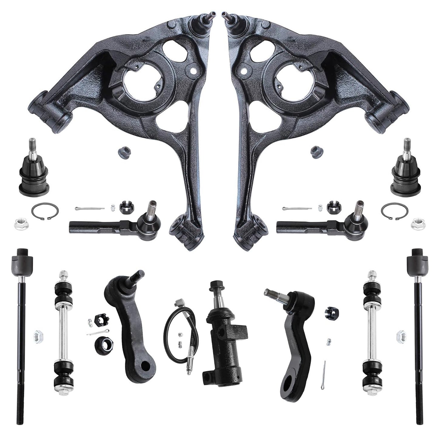 Detroit Axle - 13pc Front End Control Arms Kit for Chevy GMC 03-05 Express Savana 2500 [7300 lb. GVW], Lower Control Arms Tie Ro