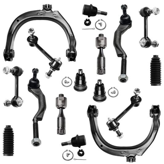 Detroit Axle - 16pc Front End Kit for Chevy Trailblazer GMC Envoy 2 Upper Control Arms 4 Upper & Lower Ball Joints 4 Front Rear
