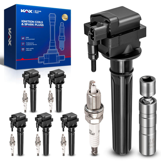 KAX Set of 6 Ignition Coils & Iridium Spark Plugs w/Magnetic Socket for Chrysler2004-2006 Pacifica 3.5L 2005 300/Magnum 3.5L 199