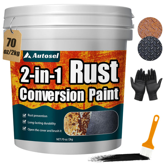 2-in-1 Rust Converter & Metal Primer, Black Paint for Metal, Rust Conversion Paint, Water-Based Rust Reformer, Heat & UV Resista