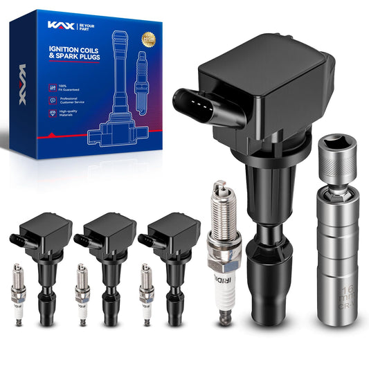 KAX Set of 4 UF764 Coils Pack & Iridium Spark Plugs w/Tool for Hyundai Sonata 2015-2019, Sportage 2017-2022, Optima 2016-2020, S