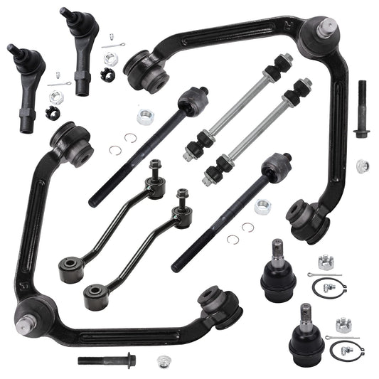 Detroit Axle - 12pc End Kit for 1998-2001 Ford Explorer Mercury Mountaineer 1999 2000, Front 2 Upper Control Arms w/Ball Joints