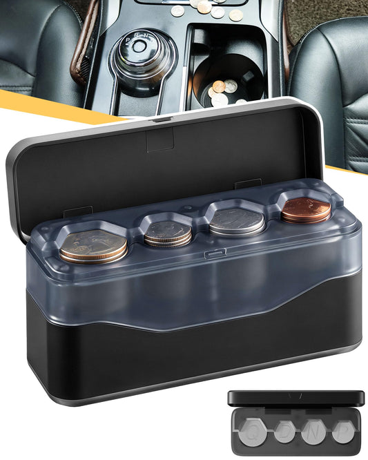 Larger Capacity Coin Holder for Car, Change Coin Organizer Compatible with Coins of Different Size, Compact & Portable Coin Disp