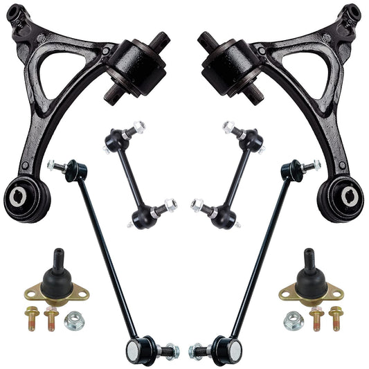 Detroit Axle - 8pc Front End Suspension Kit for 2003-2014 Volvo XC90, 2 Lower Control Arms 2 Ball Joints Front & Rear 4 Sway Bar