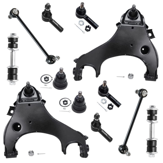 Detroit Axle - 12PC Front Lower Control Arms, Ball Joints, Front Rear Sway Bars, Inner and Outer Tie Rods for 2000 2001 2002 200