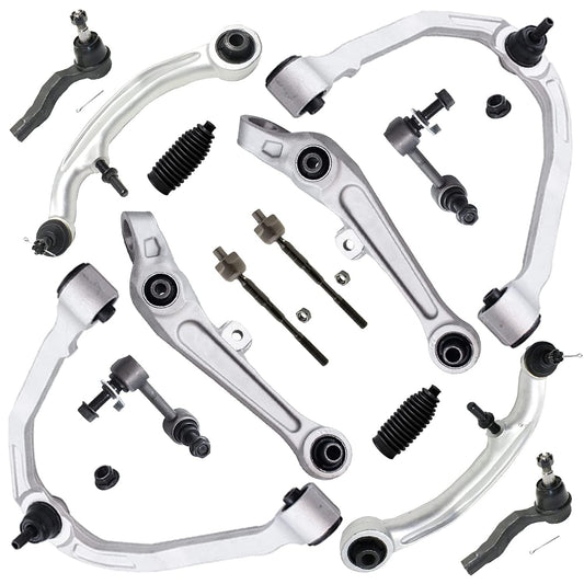 Detroit Axle - 14pc RWD Front End Kit for 2003-2004 INFINITI G35 Nissan 350Z, 2 Upper Control Arms 4 Lower Forward Rearward Cont