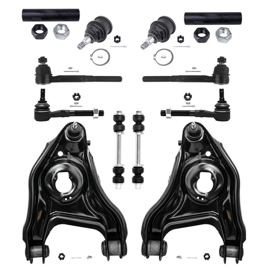 Detroit Axle - 12pc Front Suspension Kit fits 2WD ONLY 2 Lower Control Arms & Ball Joints, 4 Inner & Outer Tie Rod End Links 2 T