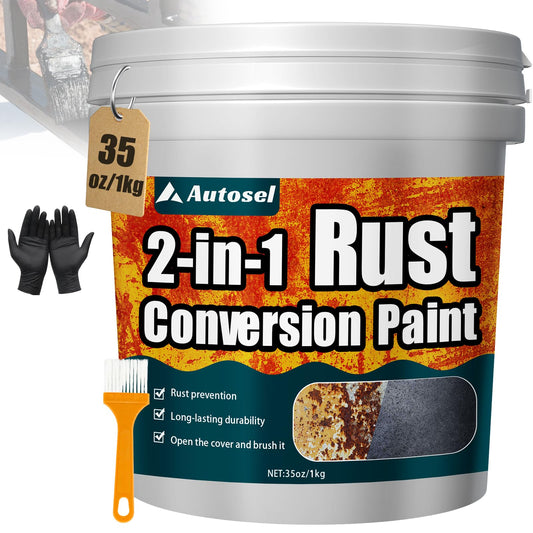 Autosel 2-in-1 Rust Converter & Metal Primer, 35 oz Rust Remover & Inhibitor Paint for Metal, Stops Rust & Corrosion, Heat & UV