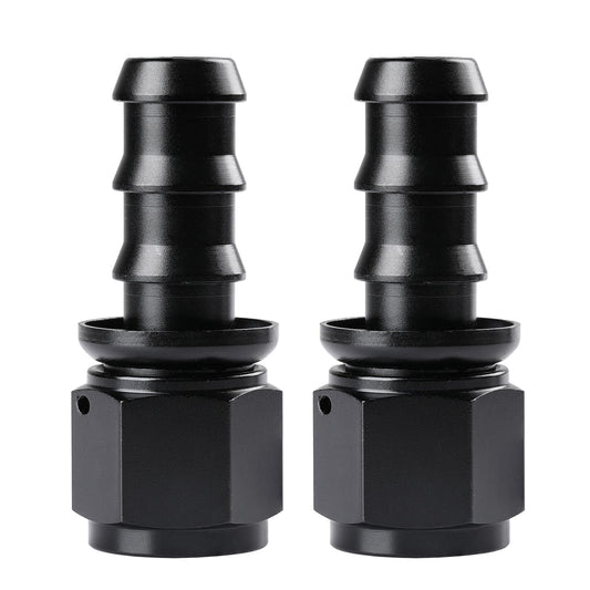 Ucreative 10AN Straight Push Lock Hose Fitting End Black 2PCS