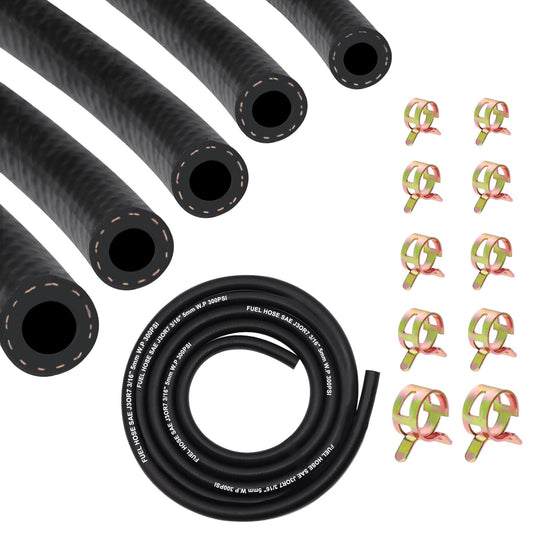 6.6Ft Fuel Line Hose Kit 5PCS with 50Pcs Clamps, 3/8,5/16,1/4,1/2,3/16 ID High Performance 300PSI NBR Rubber for Automotive, Sma