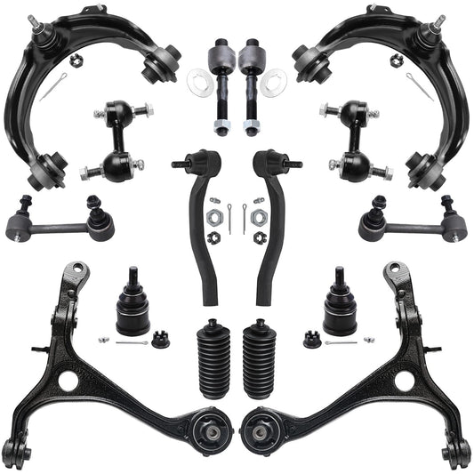 Detroit Axle - 16PC Front Upper Lower Control Arms, Lower Ball Joints, Sway Bars, Inner Outer Tie Rods w/Boot Replacement for 20