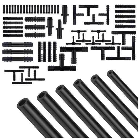 70PCS 5Ft Vacuum Line,Multipurpose Vacuum Lines Automotive+64PCS Vacuum Line Connectors,1/8 5/32 3/16 1/4 5/16 3/8 Vacuum Hose,U