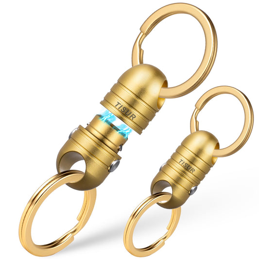 TISUR Quick Release Keychain, Magnetic Key Holder Connector, Detachable Key Chains for Car Keys, Dual Security System (Gold (2-p