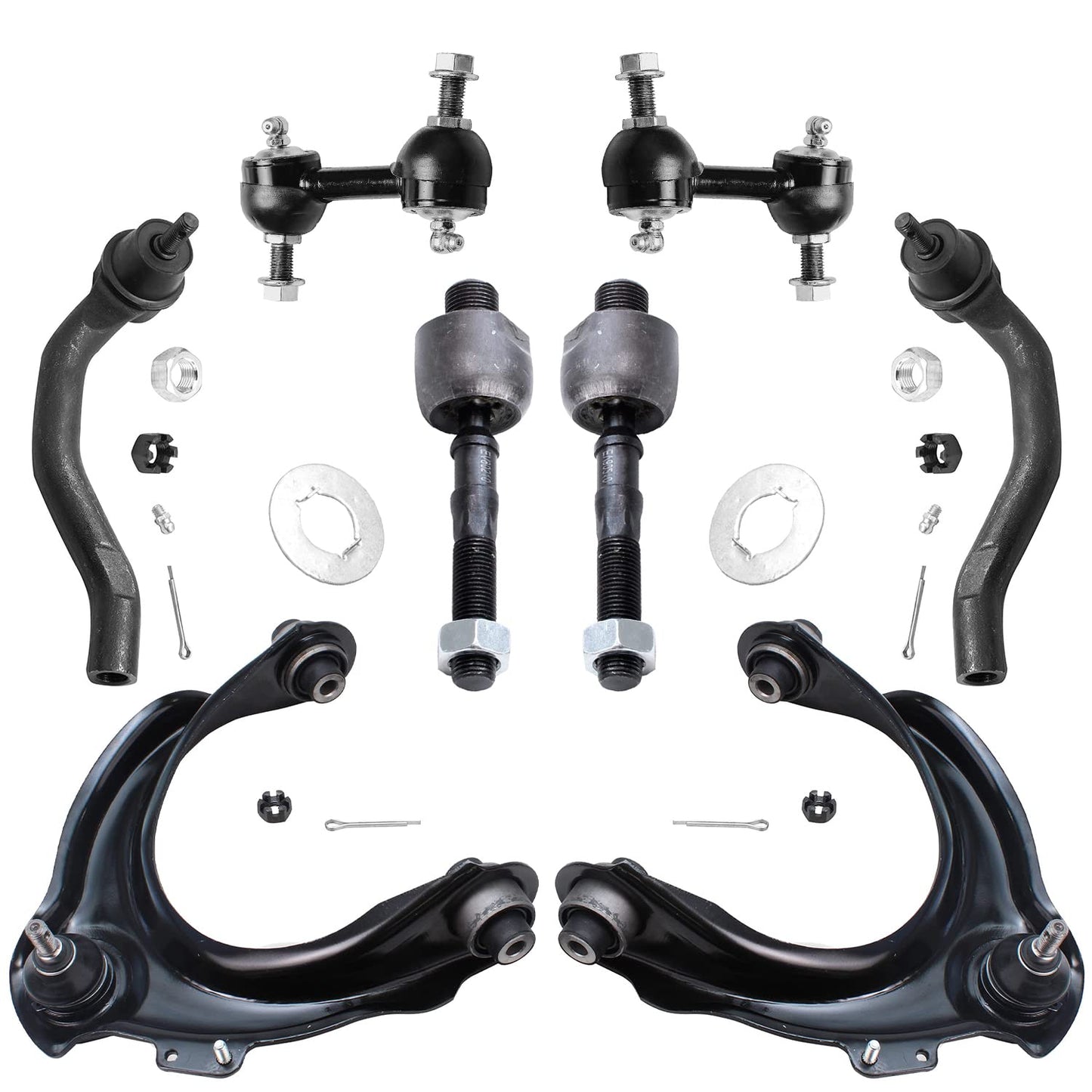 Detroit Axle - 8PC Front Upper Control Arms, Sway Bars, Inner and Outer Tie Rods Replacement for 2003-2007 Honda Accord L4 2.4L