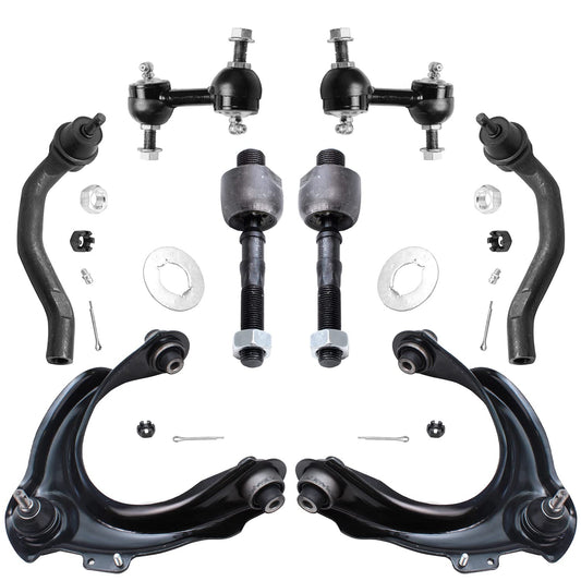 Detroit Axle - 8PC Front Upper Control Arms, Sway Bars, Inner and Outer Tie Rods Replacement for 2003-2007 Honda Accord L4 2.4L