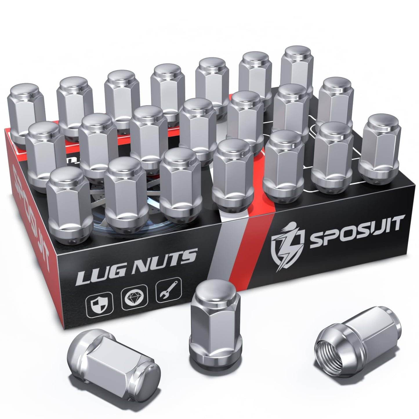 Sposuit 7/16-20 Lug Nuts - Replacement for 1953-1983 Chevy Corvette, 1967-1982 Camaro, 1964-1983 Malibu - Closed End Chrome Lug