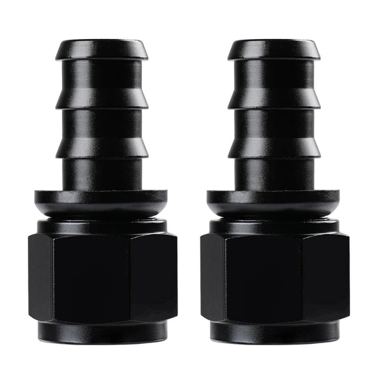 Ucreative 12AN Straight Push Lock Hose Fitting End Black 2PCS