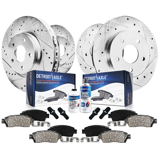 Detroit Axle - Brake Kit for 2005-2009 Subaru Outback, 2006-2009 Legacy Replacement Drilled & Slotted Brake Rotors 2007 2008 Cer