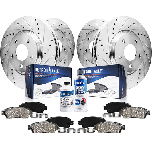 Detroit Axle - 3.6L Brake Kit for 10-15 Chevrolet Camaro, Drilled & Slotted Brake Rotors Ceramic Brakes Pads Front and Rear Repl