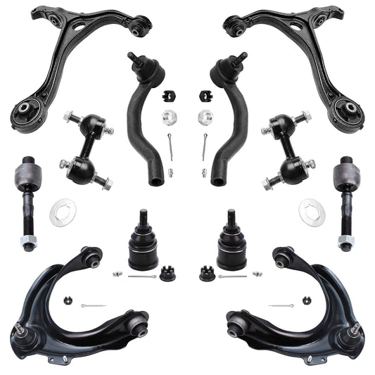 Detroit Axle - 12pc Front End Suspension Kit for Acura 04-08 TSX, 03-07 Honda Accord, Upper & Lower Control Arms Tie Rods Sway B