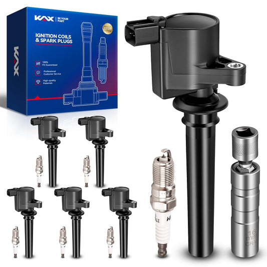 KAX Set of 6 Ignition Coil Pack & Iridium Spark Plugs w/Tool for Ford Escape 2001-2008,Mercury Mariner 2005-2008,Mazda 6 2003-20