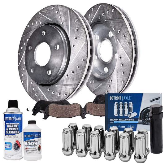 Detroit Axle - Rear Brake Kit for Chevy Malibu Impala Buick LaCrosse Regal XTS Allure, Drilled & Slotted Brake Rotors Ceramic Br